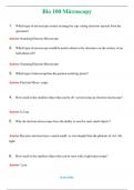 Bio 100 Microscopy (Latest 2024 / 2025) Questions & Answers with rationales