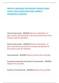 SPEECH LANGUAGE PATHOLOGY PRAXIS EXAM LATEST 2024 QUESTIONS AND CORRECT  ANSWERS|A GRADED  Internal Intercostals - ANSWER-Muscles of exhalation; 11  pairs; pull the ribs downward to decrease the diameter of the  thoracic cavity for exhalation External Int