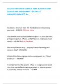 CLASS D SECURITY LICENCE 2024 ACTUAL EXAM  QUESTIONS AND CORRECT DETAILED  ANSWERS|GRADED A+  To obtain a D license from the Florida Division of Licensing  you must: - ANSWER-All these above The identification card issued by the agency to all its partners