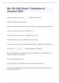 Bio 181 ASU Exam 1 Questions & Answers 2024