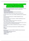 Gastrointestinal Disorders, Assessment and Nursing Management Test Questions With Actual Answers