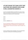 ATI SAFE DOSAGE TEST EXAM LATEST 2024 QUESTIONS AND ANSWERS GOOD SCORE IS WELL GUARANTEED GRADED A+ 