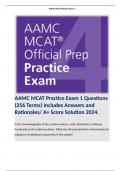 AAMC MCAT Practice Exam 1 Questions (256 Terms) Includes Answers and Rationales/ A+ Score Solution 2024. 