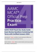 AAMC MCAT Psych/Soc Study Guide Exam Review Questions Containing 530 Terms with Certified Answers 2024. 