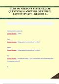 HUBS 191 NERVOUS SYSTEMEXAM |  QUESTIONS & ANSWERS (VERIFIED) |  LATEST UPDATE | GRADED A+HUBS 191 NERVOUS SYSTEMEXAM |  QUESTIONS & ANSWERS (VERIFIED) |  LATEST UPDATE | GRADED A+