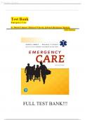 Test Bank for Emergency Care 14th Edition by Daniel Limmer, Michael F. O'Keefe and Edward T. Dickinson, A+ guide | All Chapters Covered