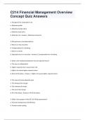 C214 Financial Management Overview Concept Quiz Answers Graded A+