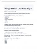 Biology 101 Exam 1 NOVA Prof. Peglar Questions and Answers