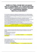 NURS 612 FINAL EXAM 2024 ADVANCED HEALTH ASSESSMENT | ALL EXAM QUESTIONS AND CORRECT ANSWERS (ALREADY GRADED A+) | PROFESSOR VERIFIED | MARYVILLE UNIVERSITY