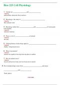 Bios 225 Cell Physiology (Latest 2024 / 2025) Questions & Answers with rationales