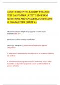 ADULT RESIDENTAL FACILITY PRACTICE TEST CALIFORNIA LATEST 2024 EXAM QUESTIONS AND ANSWERS,GOOD SCORE IS GUARANTEED GRADE A+ 