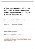 ADVANCED PATHOPHYSIOLOGY – UTMB 5355 EXAM 1 2024 LATEST EXAM WITH QUESTIONS AND ANSWERS GOOD SCORE IS GUARANTEED GRADE A+ 