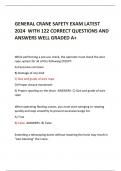 GENERAL CRANE SAFETY EXAM LATEST 2024  WITH 122 CORRECT QUESTIONS AND ANSWERS WELL GRADED A+ 