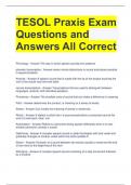 TESOL Praxis Exam Questions and Answers All Correct