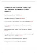 IOWA DENTAL BOARD JURISPRUDENCE LATEST 2024 QUESTIONS AND ANSWERS ALREADY GRADED A+ 