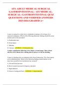 ATI: ADULT MEDICAL SURGICAL  GASTROINTESTINAL / ATI MEDICALSURGICAL: GASTROINTESTINAL QUIZ  QUESTIONS AND VERIFIED ANSWERS  2023/2024 GRADED A+