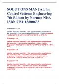 SOLUTIONS MANUAL for  Control Systems Engineering  7th Edition by Norman Nise. ISBN 9781118800638