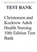 Christensen and Kockrow Adult Health Nursing 10th Edition Test Bank Already Graded A+