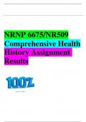 NRNP 6675/NR509 Comprehensive Health History Assignment Results