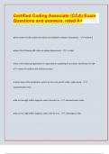 Certified Coding Associate (CCA) Exam Questions and answers, rated A+/ Examminable Questions and answers For 2024/25.ated A+