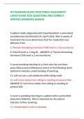 ATI PHARMACOLOGY PROCTORED ASSESSMENT  LATEST EXAM 2024 QUESTIONS AND CORRECT  VERIFIED ANSWERS|AGRADE A patient newly diagnosed with hypothyroidism is prescribed  Levothyroxine (Synthroid) 0.25 mg PO daily. After 6 weeks of  treatment the nurse determine