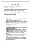 A beginner friendly summary of polynomials.