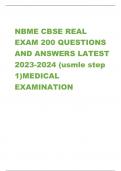 NBME CBSE REAL  EXAM 200 QUESTIONS  AND ANSWERS LATEST   2023-2024 (usmle step  1)MEDICAL  EXAMINATION 