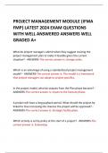 PROJECT MANAGEMENT MODULE {IFMA FMP} LATEST 2024 EXAM QUESTIONS WITH WELL ANSWERED ANSWERS WELL GRADED A+  