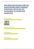 WGU D094 EXAM 2024 REAL EXAM 150+  (QUESTIONS AND CORRECT ANSWERS)  EDUCATIONAL PSYCHOLOGY AND  DEVELOPMENT OF CHILDREN AND  ADOLESCENTS