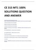 CE 315 MT1 100%  SOLUTIONS QUESTION  AND ANSWERS