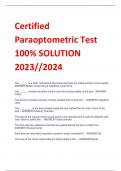 Certified  Paraoptometric Test 100% SOLUTION  2023//2024