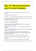 Bio 101 Study Questions and Correct Answers 