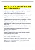 Bio 101 2024 Exam Questions with Complete Solutions