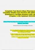 TEST BANK For Lilley's Pharmacology for Canadian Health Care Practice 4th Edition by Kara Sealock, Cydnee Seneviratne ,Verified Chapters 1 - 58, Complete Newest Version