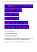 2024 HONDROS NUR 150 EXAM 1 TEST QUESTIONS ANSWERED CORRECTLY LATEST 