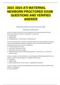 2023 /2024 ATI MATERNAL NEWBORN PROCTORED EXAM QUESTIONS AND VERIFIED  ANSWER