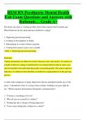 HESI RN Psychiatric Mental Health  Exit Exam Questions and Answers with  Rationale… Grade A+ 