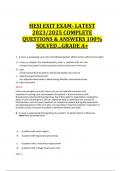 HESI EXIT EXAM- LATEST  2023/2025 COMPLETE  QUESTIONS & ANSWERS 100%  SOLVED…GRADE A+ 