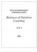 ISSA NUTRITIONIST CERTIFICATION BUSINESS OF NUTRITION COACHING Q & A 2024