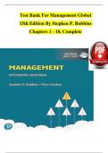 TEST BANK For Management Global, 15th Edition By Stephen P. Robbins, Verified Chapters 1 - 18, Complete Newest Version