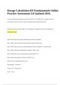 Dosage Calculation RN Fundamentals Online Practice Assessment 3.0 Updated 2024.