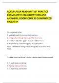 ACCUPLACER READING TEST PRACTICE EXAM LATEST 2024 QUESTIONS AND ANSWERS ,GOOD SCORE IS GUARANTEED GRADE A+  