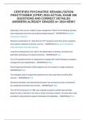 CERTIFIED PSYCHIATRIC REHABILITATION PRACTITIONER (CPRP) 2024 ACTUAL EXAM 300 QUESTIONS AND CORRECT DETAILED ANSWERS ALREADY GRADED A+ 2024 NEW!!