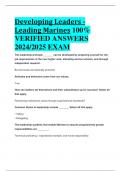 BEST ANSWERS Developing Leaders - Leading Marines 100%  VERIFIED ANSWERS  2024/2025 EXAM