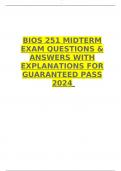 BIOS 251 MIDTERM EXAM QUESTIONS & ANSWERS WITH EXPLANATIONS FOR GUARANTEED PASS 2024 