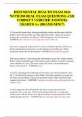 HESI MENTAL HEALTH EXAM 2024  WITH 200 REAL EXAM QUESTIONS AND  CORRECT VERIFIED ANSWERS  GRADED A+ (BRAND NEW!!)