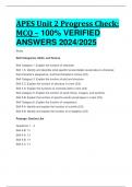 APES Unit 2 Progress Check: MCQ – 100% VERIFIED  ANSWERS 2024/2025