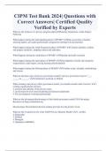 CIPM Test Bank 2024| Questions with  Correct Answers| Certified Quality  Verified by Experts