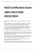 LATEST HUD Certification Exam 100% SOLUTION 2024