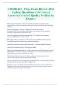 CMMB 403 - Final Exam Review 2024  Update| Questions with Correct  Answers| Certified Quality Verified by  Experts 